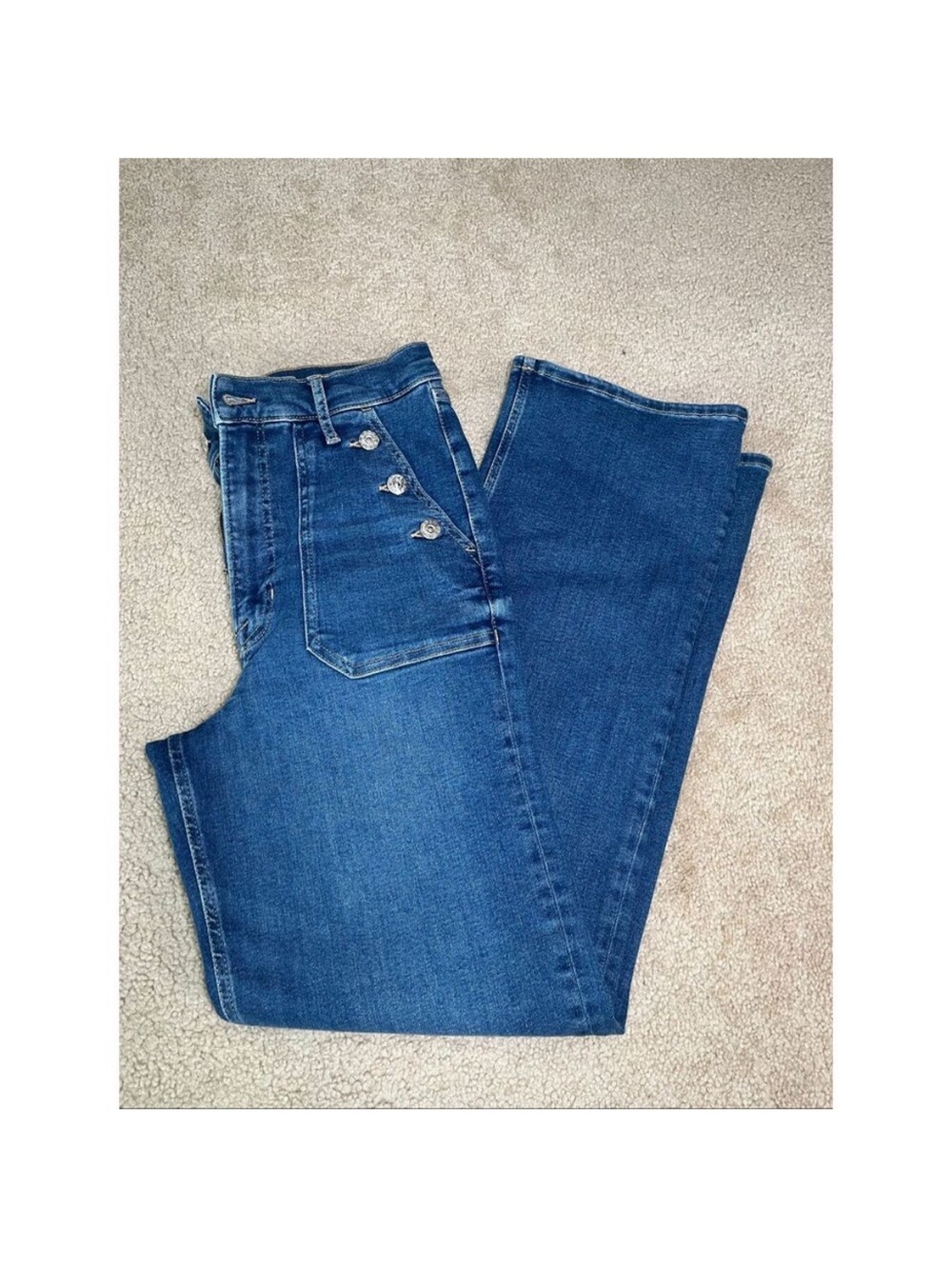 Boden Button Detail Straight Jeans, 30W 32L